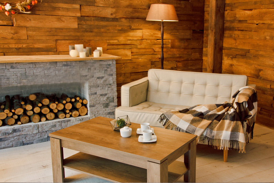 Photo of cozy living room with furniture on wood floors.