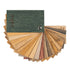 Wood sample swatch book with Rubio Monocoat 2C Oil colors applied to white oak, pictured on a white background