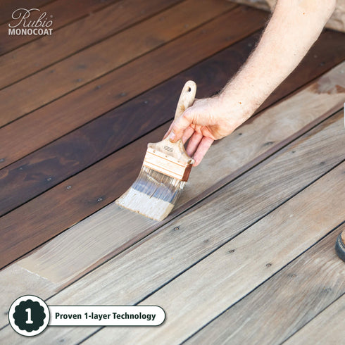 Rubio Monocoat DuroGrit proven 1 layer protection for outdoor wood.