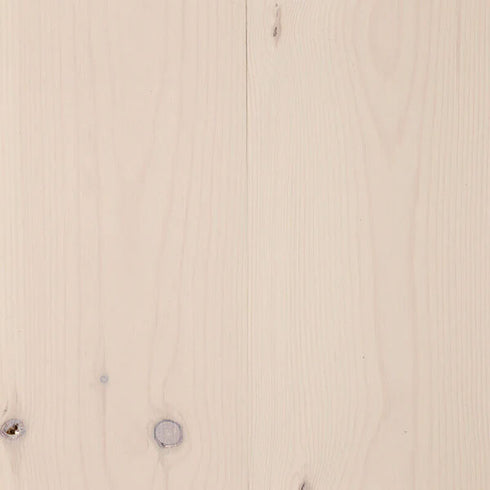 Rubio Monocoat Durogrit Tuz White applied to pine wood.